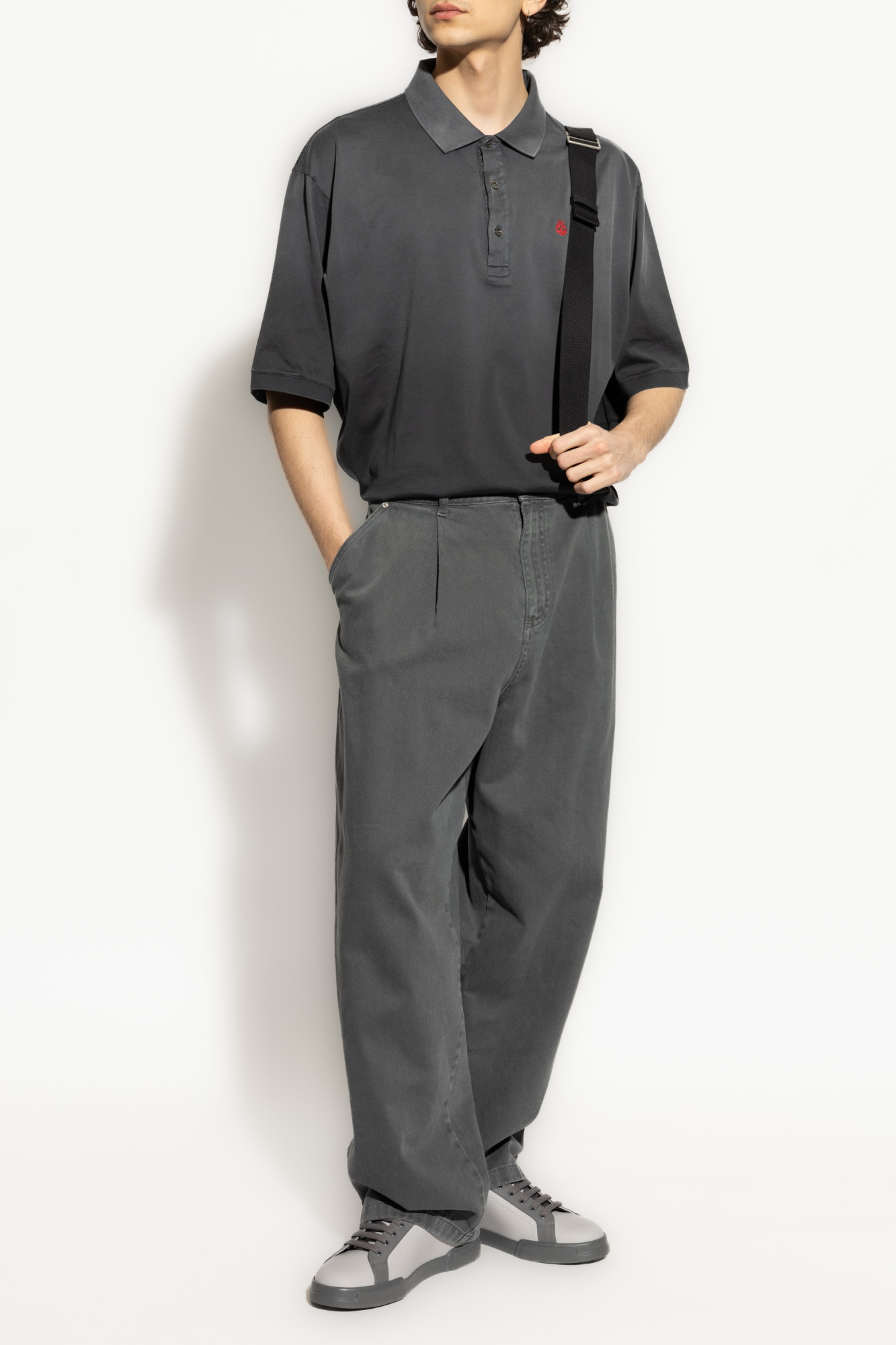 Tシャツ・カットソー ALEXANDER MCQUEEN Embroidered Cotton Oversize Polo Shirt Alexander McQueen Cotton polo with embroidered logo | Men's